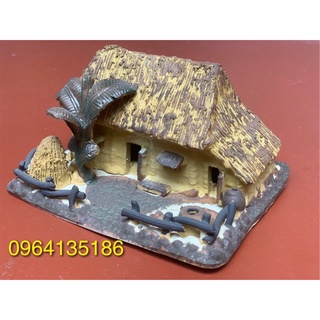 Tiểu cảnh nhà rơm cây chuối làng quê Việt Nam gốm sứ Bát Tràng