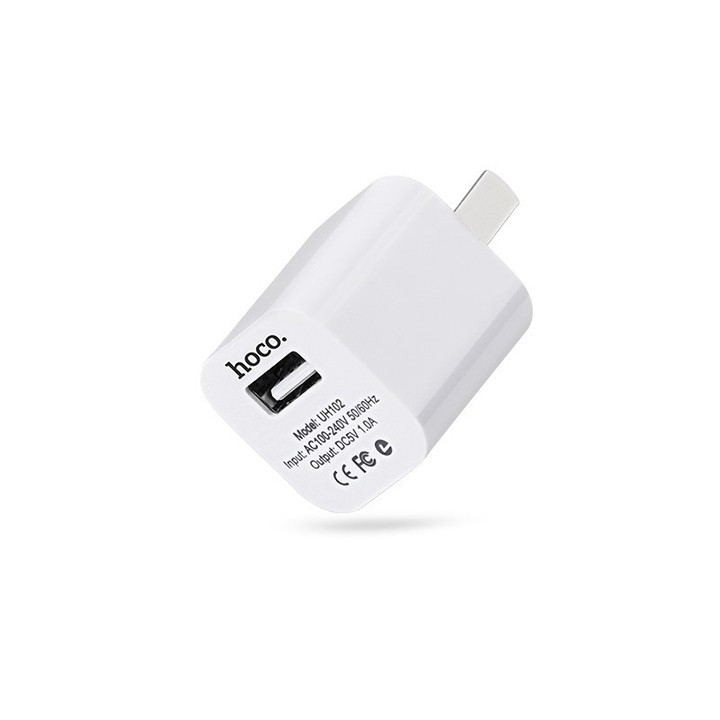 Cóc sạc nhanh Hoco UH102 1 cổng USB 1.0A, nhựa ABS, tương thích nhiều thiết bị