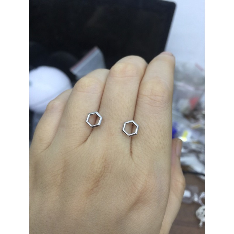 Nụ bông tai nhí hình cá, vuông, heo bạc thật NGỌC MẬU