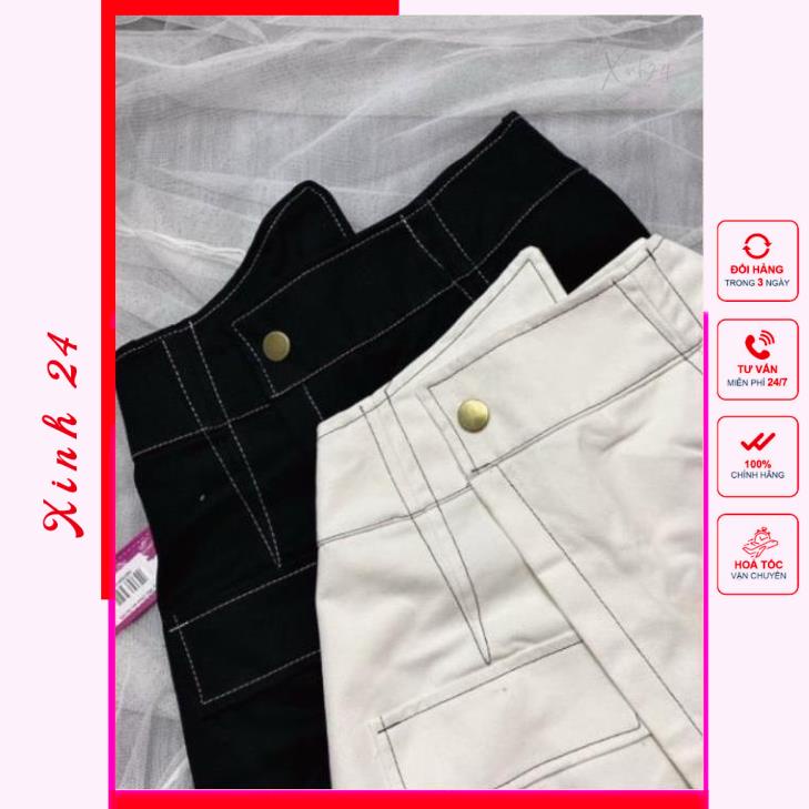 Chân Váy lưng cao chéo bó eo viền chỉ nổi phong cách Hàn Quốc | BigBuy360 - bigbuy360.vn