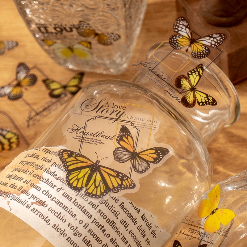 Bộ 30 Miếng Dán Hình Bướm Bằng Nhựa PET Chống Thấm Nước Trang Trí Album / Điện Thoại Di Động / Chai Nước