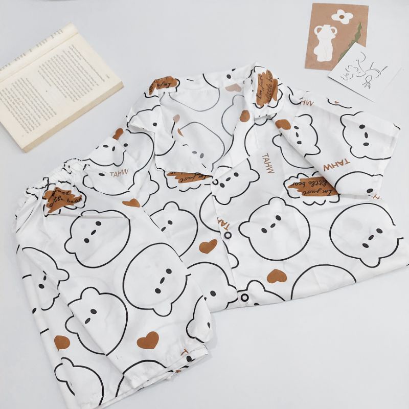 Đồ ngủ PIJAMA nữ 🔹️ẢNH THẬT CUỐI🔸️ Đồ bộ mặc nhà siêu đáng yêu - Chất lụa không bóng cực mịn, hoạ tiết xinh xắn