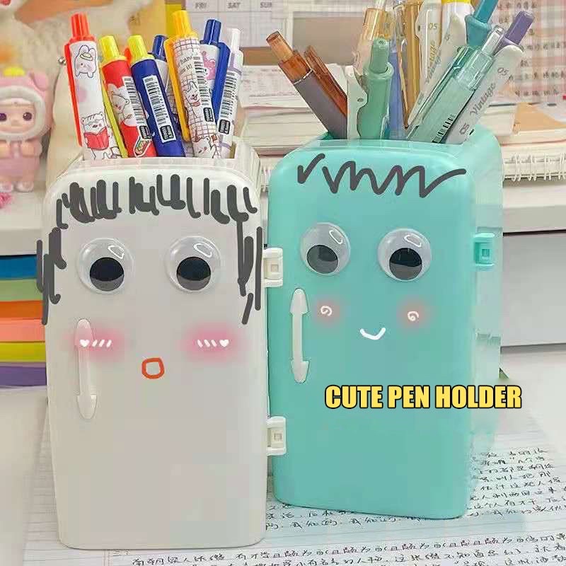 Hộp Đựng Bút Để Bàn Sức Chứa Lớn Lưu Trữ Văn Phòng Phẩm Hoạ Tiết Hình Tủ Lạnh Đáng Yêu