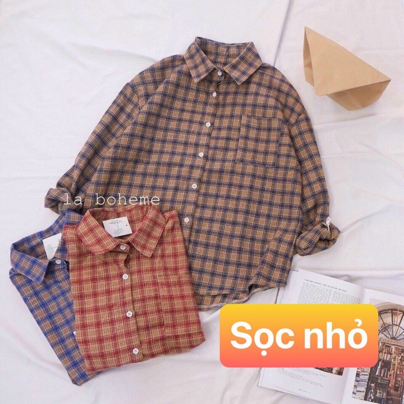 Áo sơ mi nữ tay dài sọc caro giá rẻ siêu đẹp ( hình thật ) | BigBuy360 - bigbuy360.vn