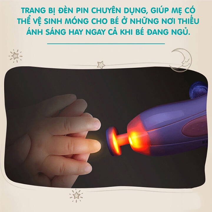 Máy mài móng, cắt móng tay chân cho bé chạy pin an toàn không gây tiếng ồn có 6 đầu thay dùng được cho cả gia đình