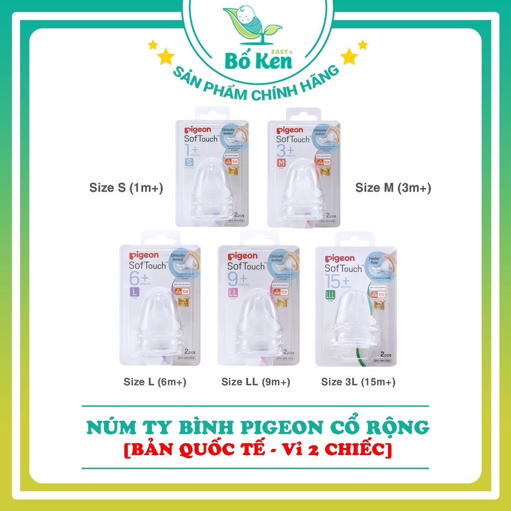 Shop Bố Ken Núm ty bình sữa Pigeon cổ rộng silicon siêu mềm Nội Địa Nhật và Bản Quốc Tế