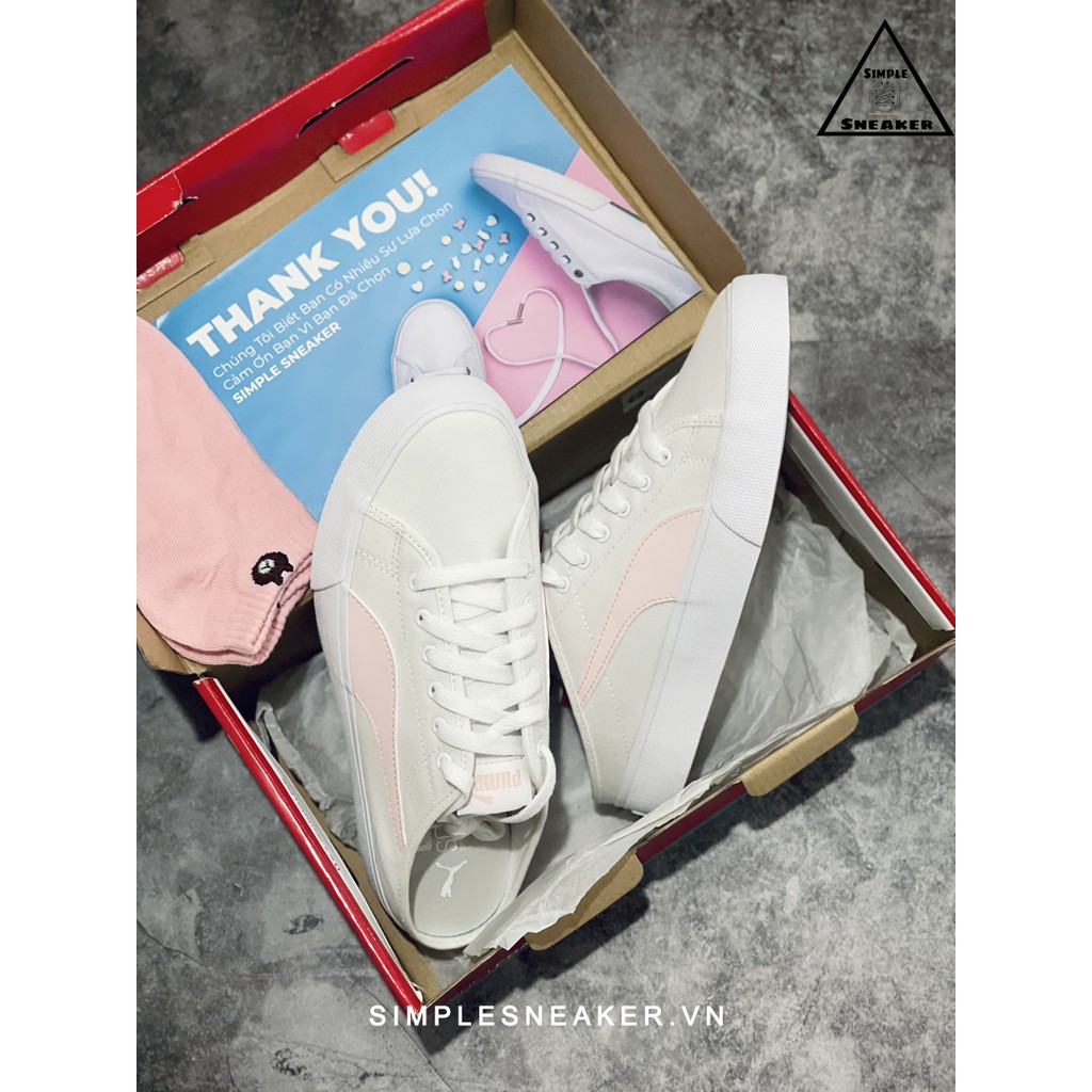 Giày Puma Mule Chính Hãng FREESHIP Puma Bari Mule White Pink - Giày Sneaker Puma Đạp Gót - Simple Sneaker