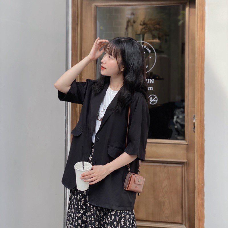 Áo Vest/ Blazer Ulzzang Kẻ Nâu 4 Cúc Loại 1 Lớp - Mono Boutique