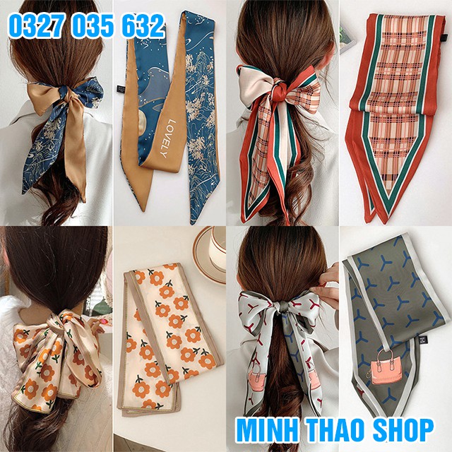 Dây Buộc Tóc Vải Thời Trang Hottrend - Khăn Lụa Dài Quàng Cổ Quấn Túi Xách Đa Năng Size 100x8 cm