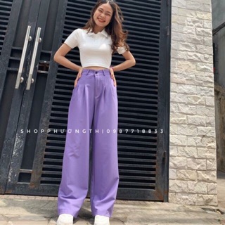 Quần ống suông khóa trước `