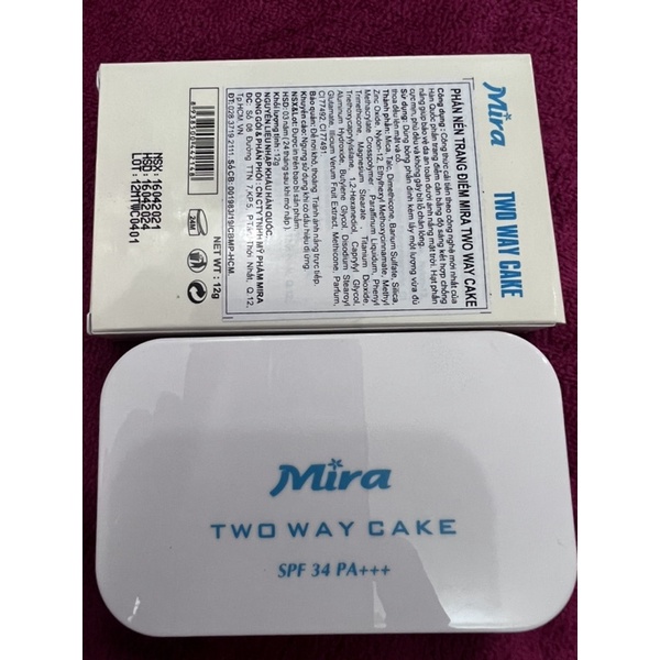 phấn phủ  trang điểm MIRa TWO WAY CAKE dạng nén 12g  siêu mềm  mịn chống dầu  có đủ tông màu cho bạn lựa chọn