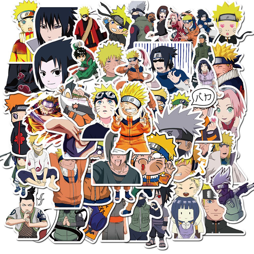 Bộ 100/50/25/10 Sticker Hình Các Nhân Vật Anime Nhật Naruto Dán Trang Trí Ván Trượt/Laptop/Vali/Tủ Lạnh/Xe Hơi/Nhà Cửa