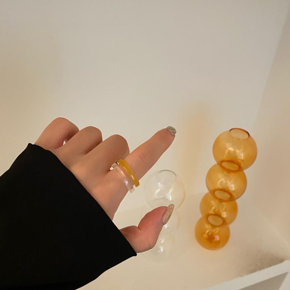 Nhẫn Trong Suốt Nhiều Màu Phong Cách Hàn Quốc Cho Nữ