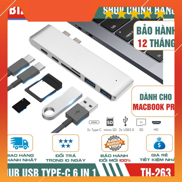 HUB USB TYPE-C 6 IN 1 dùng cho Macbook Pro - Bảo hành 12 tháng!!!