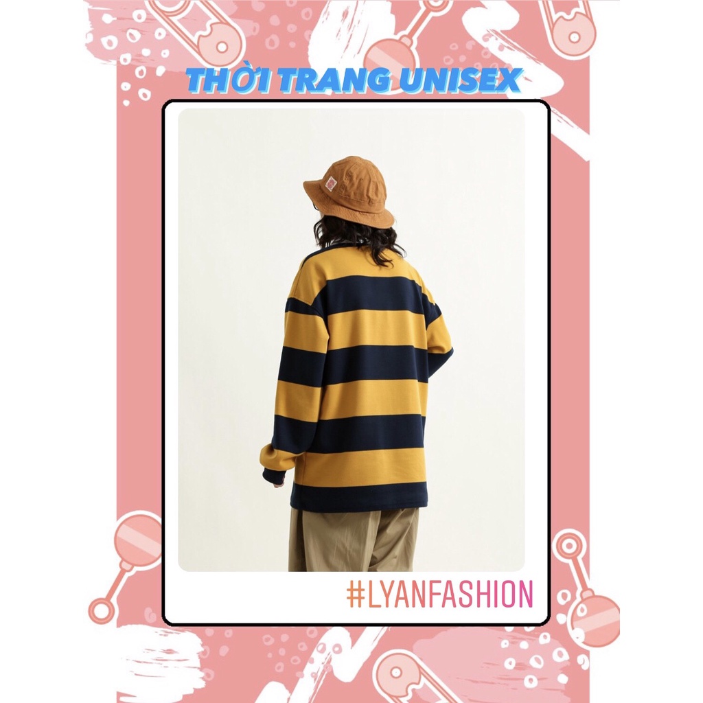 [LT370] Áo Sweater Polo kẻ vàng đen, oversize unisex cực kỳ thời trang cho giới trẻ genz | BigBuy360 - bigbuy360.vn