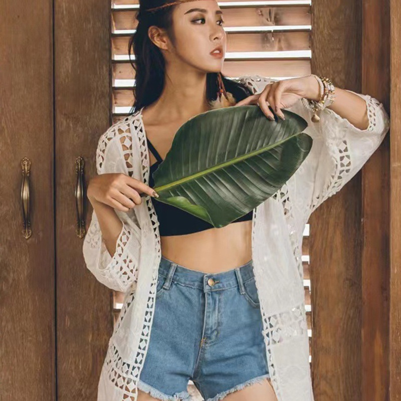 Áo Khoác Kimono Tay Lỡ 3/4 Thêu Họa Tiết Phong Cách Boho Thời Trang Cho Nữ