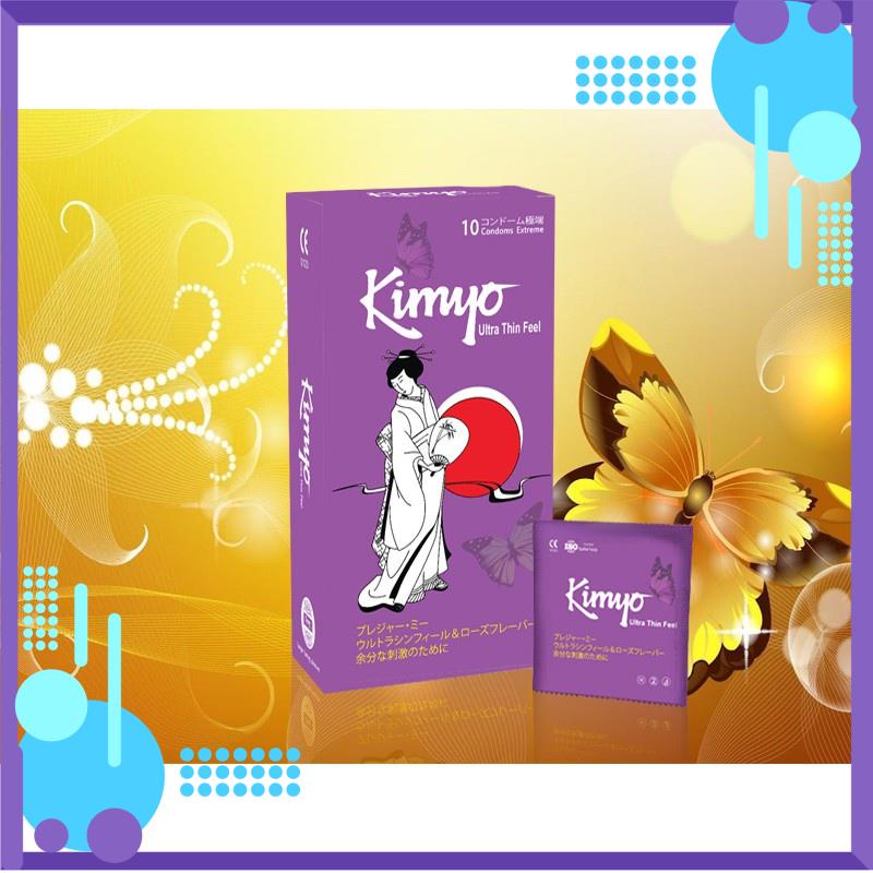 Bao cao su trơn mỏng ᴋɪᴍʏᴏ Nhật Bản hương hoa hồng chính hãng Hộp 10 cái