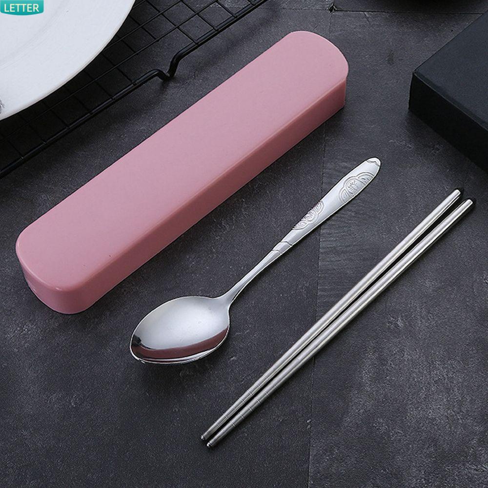 Hộp Đựng Dụng Cụ Ăn Uống Bằng Thép Không Gỉ 3 Màu Thiết Kế Nhỏ Gọn|Bộ Đũa Muỗng Nĩa Nhiều Màu Sắc Chất Lượng Cao