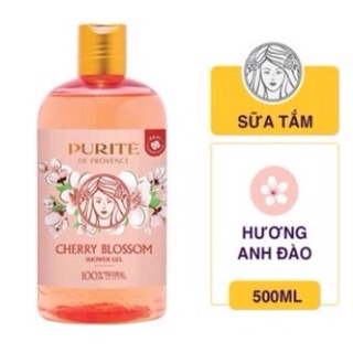Sữa tắm mềm mịn và trắng da Purite By Provence hương Hoa Anh đào 500ml