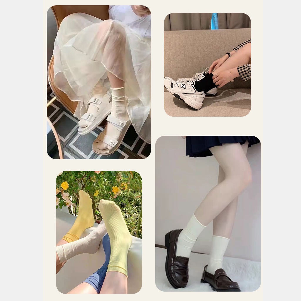 Tất Cổ Cao, Vớ Cổ Cao Nữ VINTAGE Phong Cách Hàn Quốc Màu Sắc Tuỳ Chọn