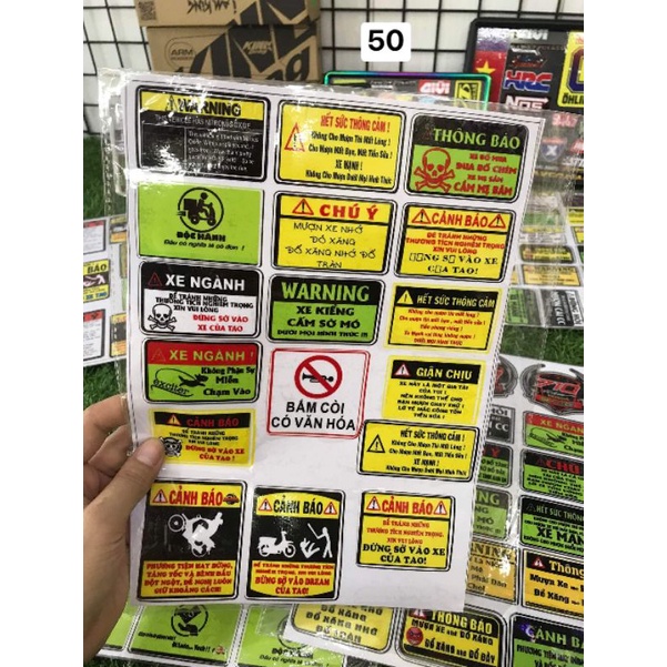 Sticker cảnh báo mẫu mới