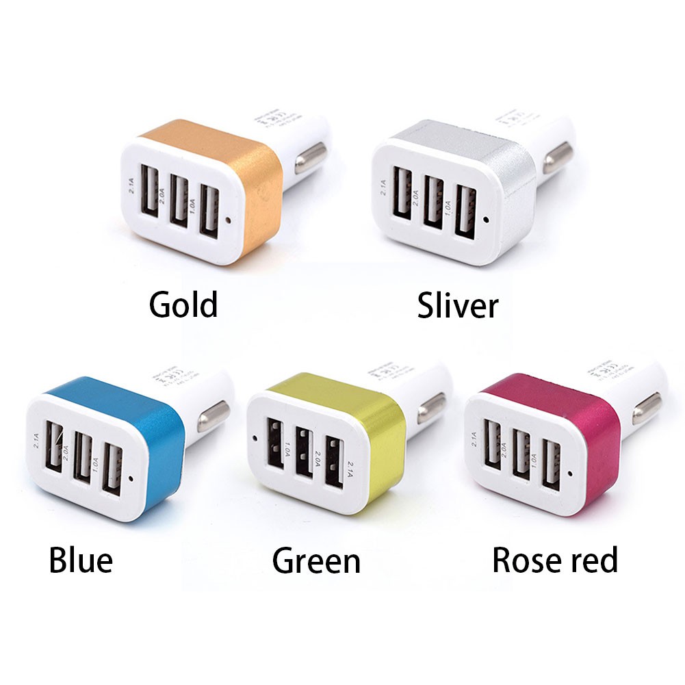 Bộ sạc 3 cổng USB cho xe hơi tiện lợi
