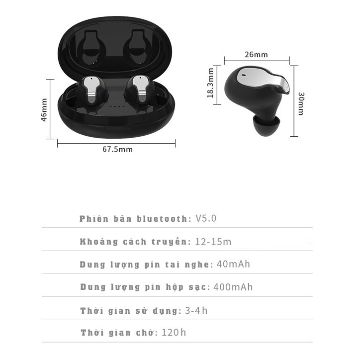 Tai nghe Bluetooth TWS Cảm Ứng True Wireless Stereo 5.0 Chống Ồn - Mã TZBH408