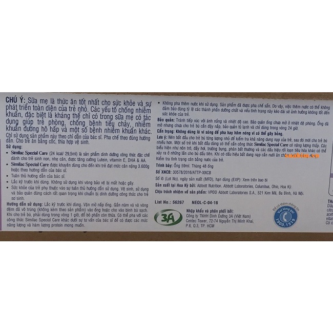Sữa Similac Speclal Care 24k
