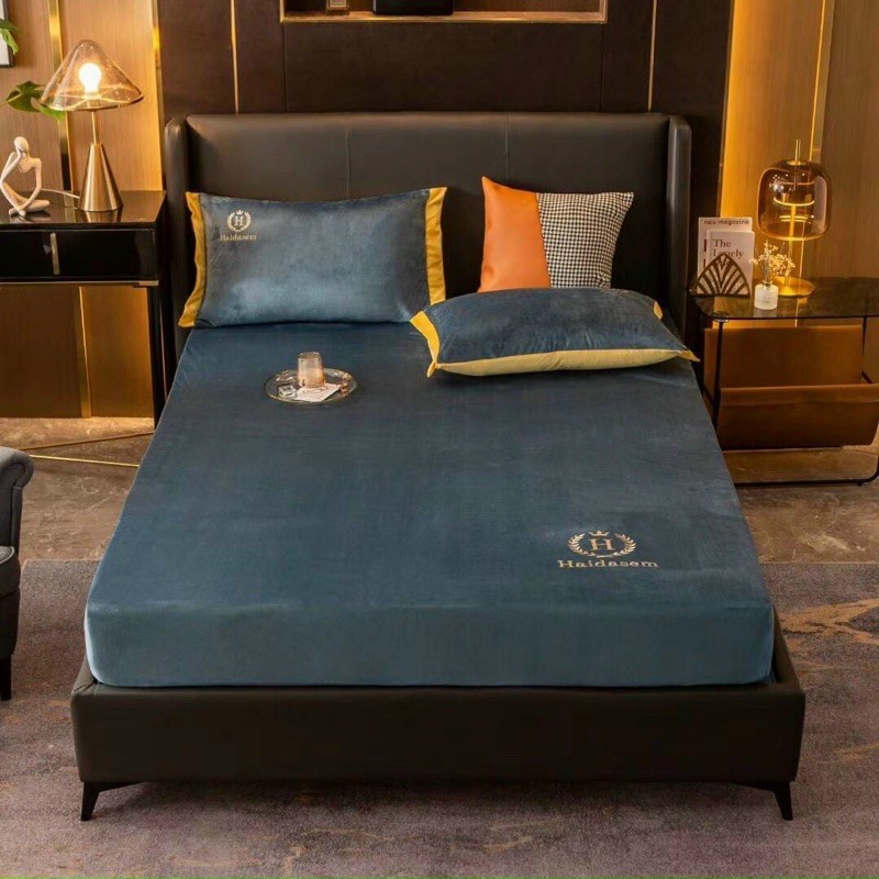 [MẪU  MỚI ]Ga gối nỉ nhung mịn đơn màu họa tiết điểm nhấn thêu siêu sang, nhiều màu kích thước