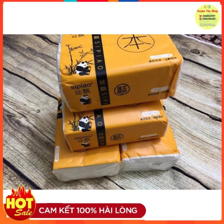 Combo 4 gói giấy ăn sợi tre Sipiao không tẩy trắng