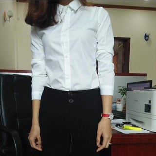 Áo sơ mi nữ trắng basic dáng suông