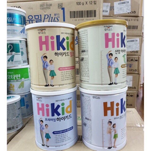 Sữa Bột HIKID nội địa Hàn đủ vị vani, socola, tách béo, dê núi date 2022