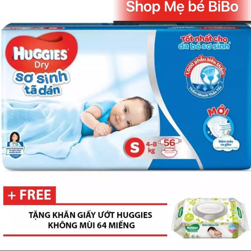 [Tặng 4 quần] TÃ DÁN HUGGIES S56 (4-8 KG)