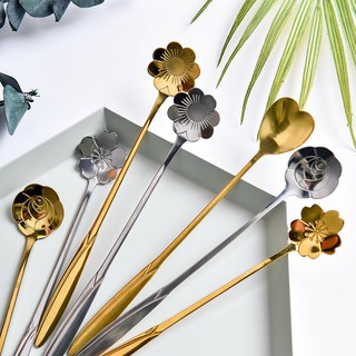 Thìa ăn bánh, cafe nạm vàng hình trái tim, bông hoa xinh xắn