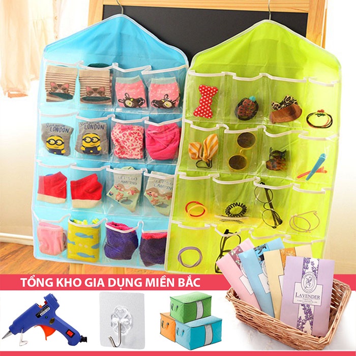 [Tổng Kho Sỉ] Túi Treo Đồ Thông Minh 16 NGĂN - Túi Đựng Tiện Ích Treo Tủ Đựng Đồ Lót, Tất, Phụ Kiện