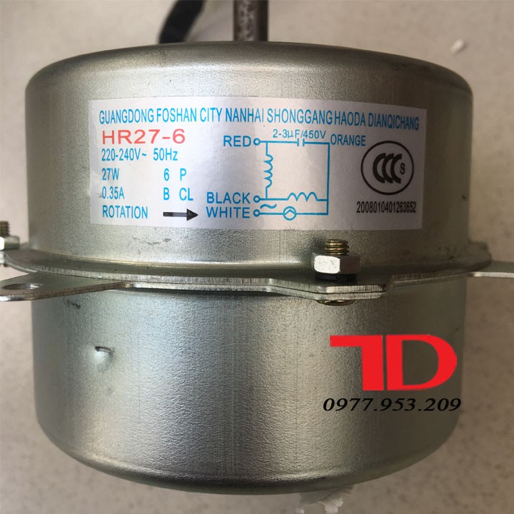 Mô tơ quạt dàn nóng 1HP đến 1.5HP 27W 5 dây ngược chiều - Điện Lạnh Thuận Dung