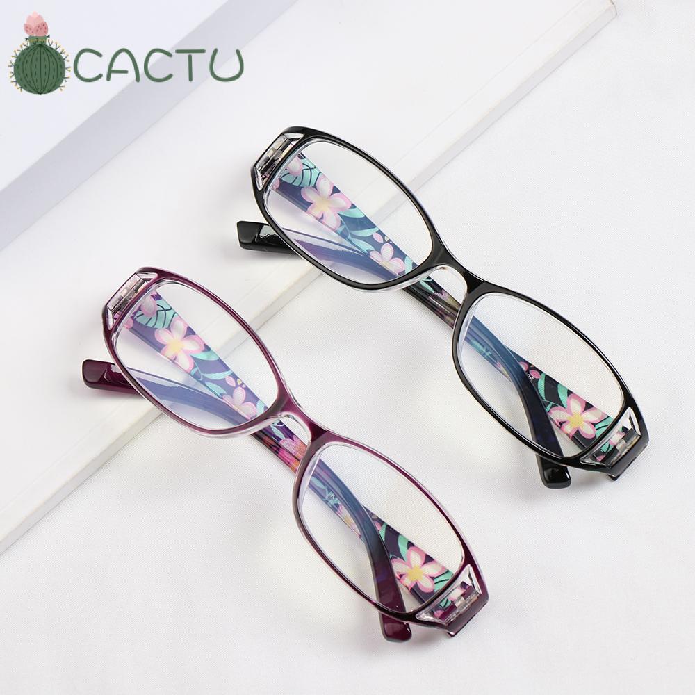 🌵CACTU🌵 Women Reading Glasses Comfortable Ultra Light Frame Anti-Blue Light Eyeglasses Portable Elegant Fashion Flowers Vintage Eye Protection Purple/Purple/Black