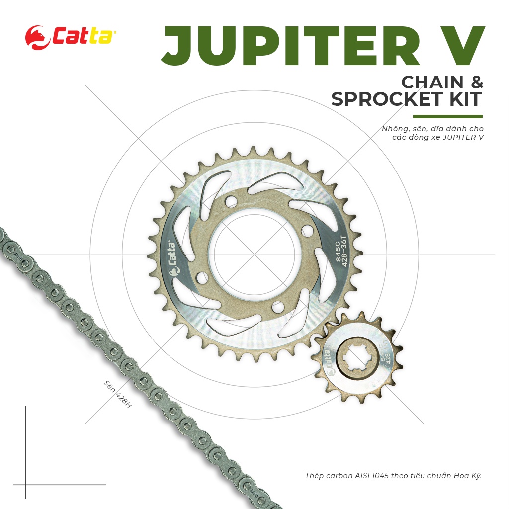 Nhông Sên Dĩa Jupiter V - NSD Jupiter V 15T-36T 10ly - Nhông sên dĩa CATTA chất lượng cao