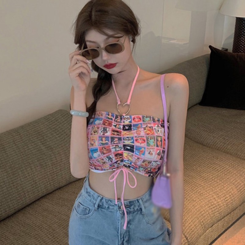 Áo croptop hai dây dáng ôm phong cách Hàn quyến rũ dành cho phái đẹp