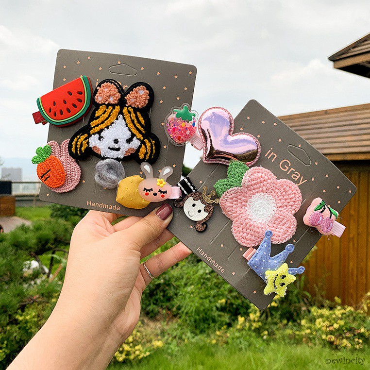 Set Kẹp Tóc Kiểu Hoạt Hình Đáng Yêu Độc Đáo Cho Bé Gái