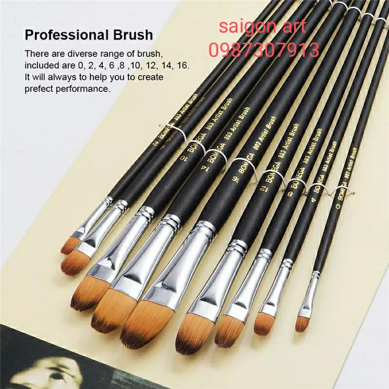 Bộ 9 Cọ VẼ BEMEIJIA 803, TORO GOLDEN SƠN DẦU, ACRYLIC, NƯỚC...