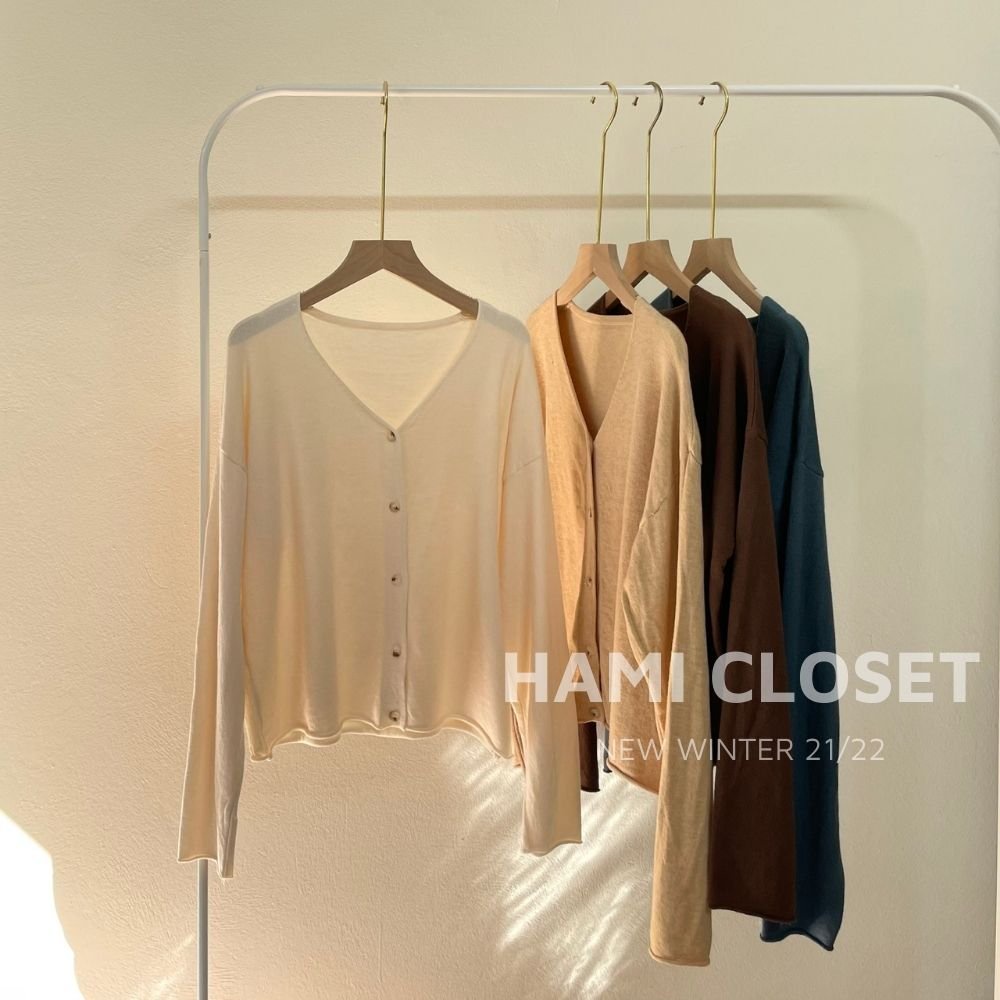 Áo cardigan len cổ V 4 cúc len lông cừu mềm mịn dáng  bazic