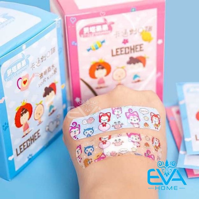 Combo 20 Miếng Băng Keo Cá Nhân Hoạ Tiết Hoạt Hình Trong Suốt Và Màu Cute Bandages