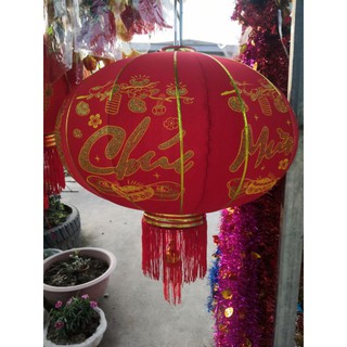 Đèn lồng vải nhung đỏ treo tết