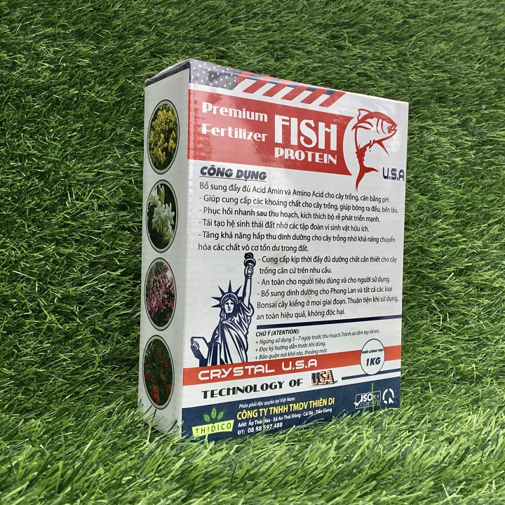 Phân bón hữu cơ U.S.A Greenfarm Premium Fertilizer FISH PROTEIN  100% từ bột cá gói 1kg