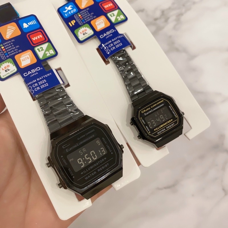 Đồng Hồ Điện Tử Nam Nữ Unisex A168 Dây Thép Thời Trang Dành Cho Cặp Đôi