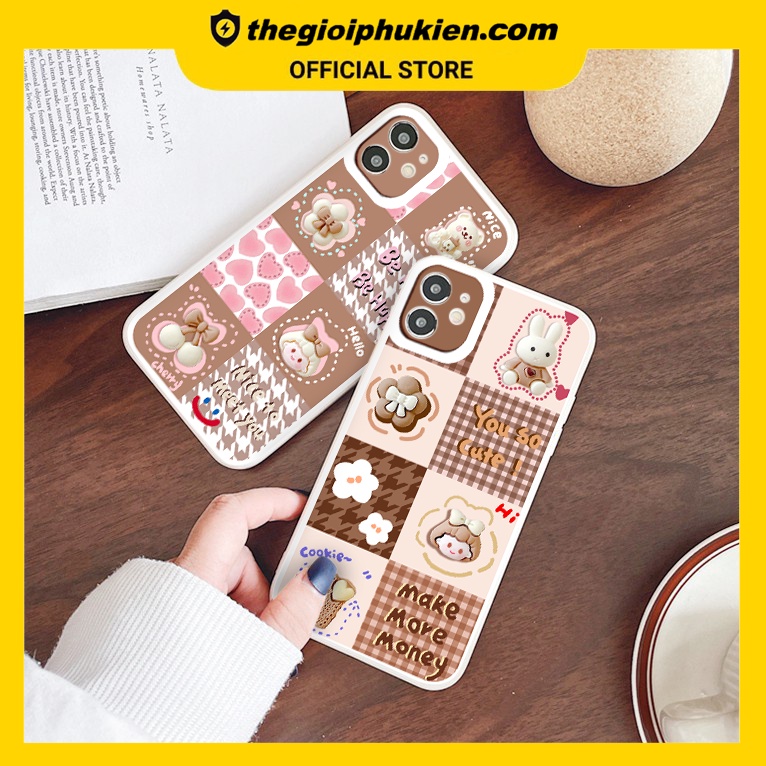 Ốp iphone - Ốp lưng iphone cạnh vuông viền camera be rich dành cho ip 6 đến 14promax - G64
