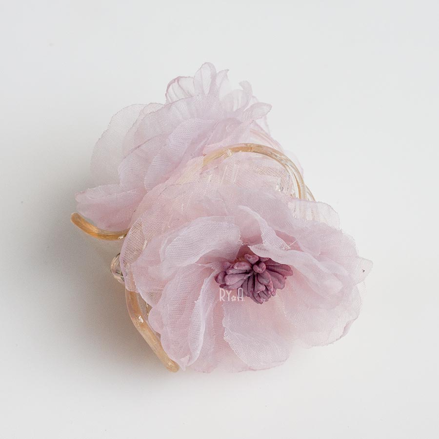 Kẹp tóc càng cua 5 răng hoa ruy băng satin RYA 71443