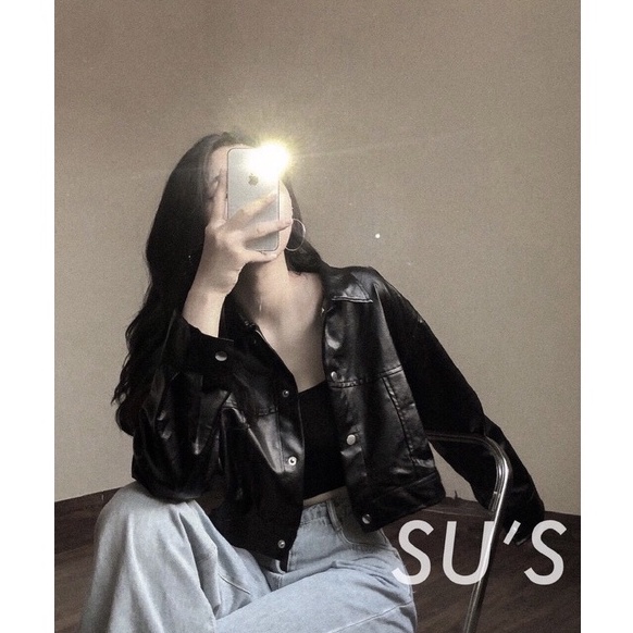 Áo kho ác da croptop basic, áo khoác da nữ phong cách cá tính trẻ trung năng động mặc đi chơi đi học đi làm M78