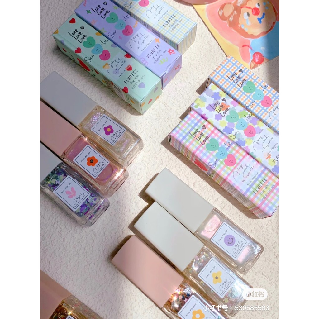 Sơn móng tay kim sa ánh ban mai Flortte bộ sưu tập xuân hè màu sắc mới P33  Nội Địa Trung